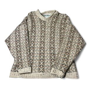 100% wool brown and cream patterned sweater